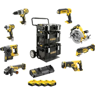 DEWALT 8er Akku Kombopack 18V + 4 Akku + Doppelschnellladegerät I - DCK853P4-QW