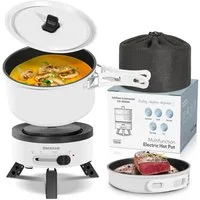 ENFRIFAM Elektrische Multipfanne Elektrische Hot Pot, Multikocher, Elektrische Pfannen, Campingkocher, 700,00 W, Fondue Set, Ideal für Büro Wohnheime Hotels Reisen Wohnwagen