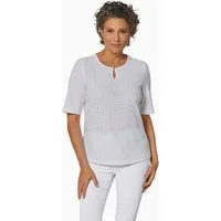 GOLDNER T-Shirt Stretchshirt mit floralem Muster Blusenshirt mit Rundhalsausschnitt und Halbarm