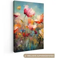 OneMillionCanvasses® Leinwandbild Blumen - Aquarell - Kunst - Botanisch - Natur, Fotodruck (1 St), Leinwand Canvas Wandbild, Wanddekoration 20x30 cm