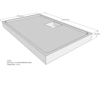 Neuesbad Wannenträger für Bette Floor Side 1600x1000 SD21177