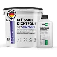 simpleBAU Dichtstoff Flüssigfolie Dichtfolie F1 Ultraflex 15 KG + 1L Tiefengrund