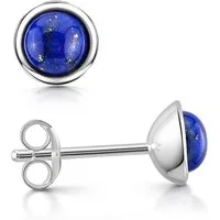 Materia Paar Ohrstecker Damen Ohrringe Lapislazuli blau SO-46, aus 925 Sterling Silber, rhodiniert