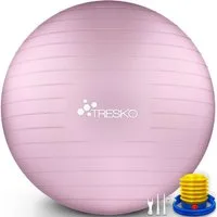TRESKO Gymnastikball mit GRATIS Übungsposter inkl. Luftpumpe Yogaball, BPA-Frei Sitzball Büro Anti-Burst inkl. Luftpumpe, Fitnessball