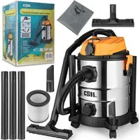 COIL Industriesauger Profi Nass- & Trockensauger, mit Steckdose & Blasfunktion, 1300 W, beutellos, 25-Liter-Edelstahlbehälter, 220-240 V, 18 kPa, HEPA-Filter