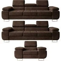 M-Punkt24 Polstergarnitur Sofa Wohnlandschaft DUBAI, (3-3-1, mit Bettfunktion, XL Sofa-Set, Bigsofa, Samt, Braun), Bestehend aus 3-Sitzer mit Bettfunktion, Sessel