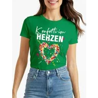 MoonWorks Print-Shirt Damen T-Shirt Fasching Karneval Konfetti im Herzen Kostüm-Ersatz mit Print