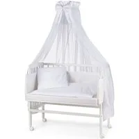 Waldin Beistellbett Waldin Baby Beistellbett,Matratze,Stoffset Buche massiv, verstellbar