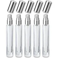 CK Verpackung GmbH Parfümzerstäuber 5x Glasflasche klar 10 ml rund mit silbernem Zerstäuber Parfümflakon (Set x5)