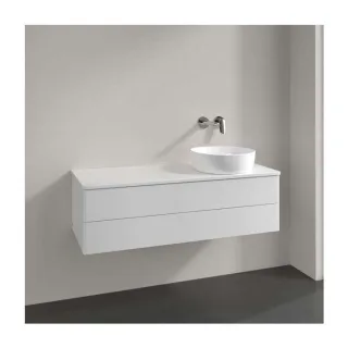 Villeroy und Boch Antao Waschtisch-Unterschrank K23050GF 120x36x50cm, Hahnloch, Waschbeckenplattenfarbe Lack, glossy white lacquer