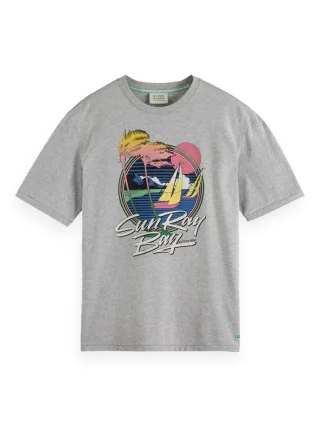 Scotch & Soda - T-Shirt mit Frontprint grau - Gr. - L