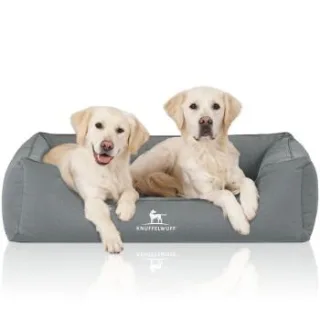 Knuffelwuff Orthopädisches Wasserabweisendes Hundebett Leon aus Velours mit Handwebcharakter petrol XXXL