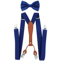 axy Hosenträger Herren Hosenträger mit Fliege Set 4 Stabile Clips X-Form (2-St., 2er Set) 2,5cm Breit verstellbar und elastisch, 120cm Lang