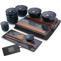 Moritz & Moritz Sushiteller VIDA Sushi Set Anthrazit, (29 St), für 4 Personen - 29 Teile