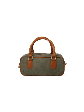 Giulia Monti Schultertasche Militärgrün Goldbraun