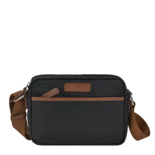 Umhängetasche mit langem Schultergurt aus Nylon in schwarz kleine Handtasche | Greenburry. Crossover Bag für Damen ideal für Freizeit und Alltag.