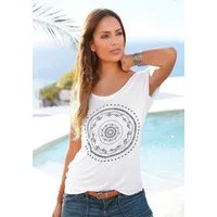 LASCANA Strandshirt mit Print und glänzendem Effekt, Ethno-Look, casual