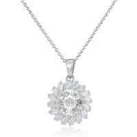 Schöner-SD Kette mit Anhänger Silberkette mit Zirkonia Anhänger rund funkelnd 925 Silber rhodiniert