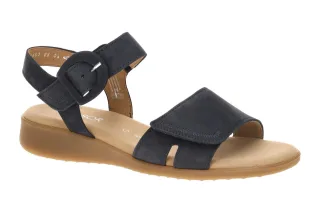 Gabor Damen Sandalette 82.802.36 blau - Echtleder Keilabsatz Klettverschluss