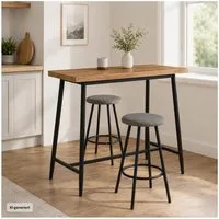 HTI-Living Bargruppe Bartisch mit Wellenkante und 2 Hockern Erik Artisaneiche, (Set, 3-tlg., 1 Bartisch, 2 Barhocker), 3-teilige Bargruppe für Küche, Esszimmer und Partyraum