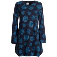 Vishes Tunikakleid Langarm Damen Blumen-Tunika Shirt-Kleid Glockenärmel Baumwolle Hippie, Boho, Goa Style
