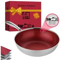 FIXLINE Wok Pfanne 28cm BLACK FOREST Edition Kratzfeste Beschichtung Induktion, Edelstahl (Einzel, 1 Wok Pfanne), Perfekte Geschenk Idee