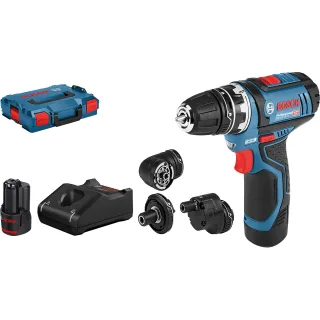 Bosch Akku-Bohrschrauber GSR 12V-15 FC, mit 2 x 2.0 Ah-Akku, L-BOXX, 4 Aufsätze - 06019F6000