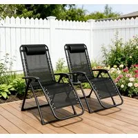 GOTLAND Klappstuhl Stuhl-Set, 180 kg belastbare Klapp-Sonnenliegen mit Getränkehalter (für Terrasse, Camping, Strand, 2 St), mit Getränkehalter, verstellbare Liegestühle