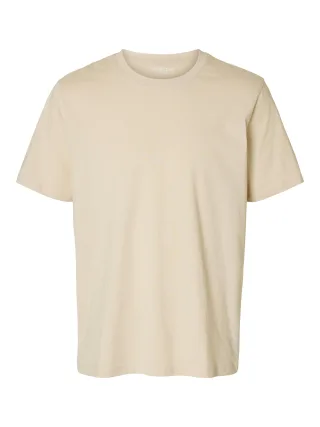SELECTED MEN - SLMASPEN SLUB SS O-NECK TEE NOOS Oatmeal - Gr. - XL