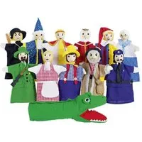 goki Handpuppe Handpuppenset 12 Puppen Theater Figuren Kinder Handpuppen Stoff 27 cm, Weiches Textilmaterial für angenehmes Spielen