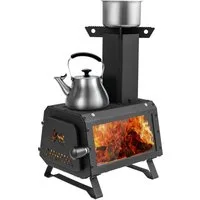 COSTWAY Feuerschale, Holzkohle, Outdoor BBQ Camping Holzofen