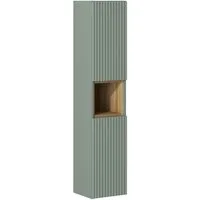 Lomadox Hochschrank NEWPORT-56-GREEN mit Regaleinsatz, Schilfgrün und Eiche, ca. 30/140/30 cm