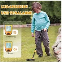 i@home Spielzeug-Gartenset Schatzsuche-Spielzeug, (IP68 wasserdicht, inkl. Schaufel, Rechen & Sieb für Strand, Garten & Outdoor), Kindermetalldetektor Set mit LCD-Katzenanimation & Piepton