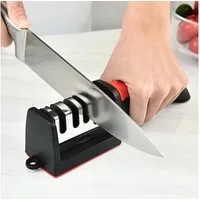 LIVINO Messerschärfer 4-Stufen Messerschärfer für Küchenmesser und Scheren rutschfest, 4-Stufen Schleifsystem, rutschfeste Basis, ergonomischer Griff
