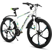 HILAND Mountainbike 26" Aluminium MTB Shimano 18-Gang, 3D/6D Felgen wählbar, 3/6-Speichen-Räder, 18-Gang, mit Schutzblechen, Doppelscheibenbremsen