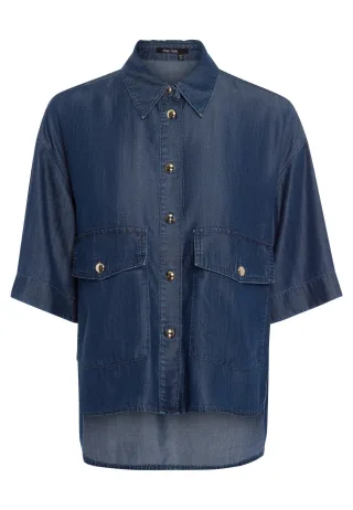 Marc Aurel - Hemd aus nachhaltigem Tencel dark blue denim - Gr. - 36