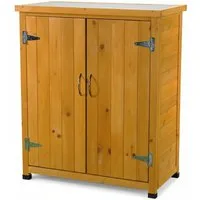 Melko Garten-Geräteschrank Gartenschrank kompakt aus Holz 75x40 cm für geschützte Außenbereiche, BxT: 75x40 cm, (Einzelartikel), Kompakte Bauweise mit mehreren Ablagefächern