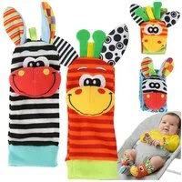 KRUZZEL Rasselsocke Babyrasseln Rasselbänder, Handbänder und Socken mit Rasseln zur spielerischen Förderung