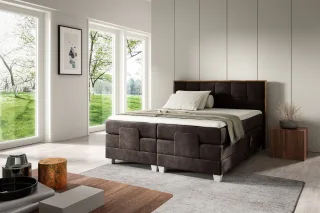 Boxspringbett Elektrisch Bett HENRY 140x200cm in Stoff Fresh Dunkelbraun
