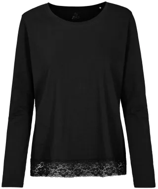 zab company - Da.Basic-Spitzenshirt schwarz - Gr. - 38