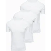 OMBRE T-Shirt Herren T-Shirt Set Baumwolle Basic Rundhals White/denim/grey L (T-Shirt-Set, 1-tlg., Set) Weiches Handgefühl