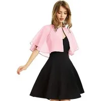 Zaewry Bolero Damen-Bolero aus Chiffon,Halbarm, kurzes Abendkleid-Schal Schal, Hochzeit, Cape, Bolero, Chiffon Coverup,Sommer Strickjacke