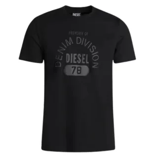 Diesel Property Of Denim Division Logo Schwarzes T-Shirt