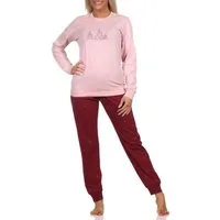 Normann Pyjama Normann Damen langarm Schlafanzug mit Bündchen in winterlicher Optik