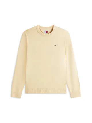 Tommy Jeans - Tommy Flag leichtgewichtiger Slim Fit Pullover beige - Gr. - XL