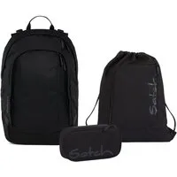 Satch Schulranzen Schulrucksack-Set AIR Blackjack 3-teilig (3-teilig), Schulranzen, ergonomisch, Laptop-Fach, Your-Size-System