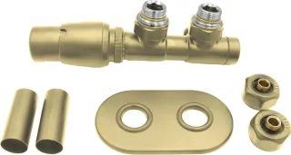 Neuesbad Serie 600 Thermostat-Set für Heizkörper, links, Gold matt, PEX NB1DEAGIRZL11