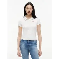 Tommy Jeans Poloshirt TJW SLIM RIB SCRIPT POLO Baumwollmischung, slim fit, figurbetont, in gerippter Struktur