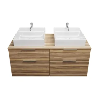 Burgbad Keramik Waschtisch-Set Eqio Frassino Dekor Cappuccino/Alpinweiss, SGUR140F3437C0001 SGUR140F3437C0001
