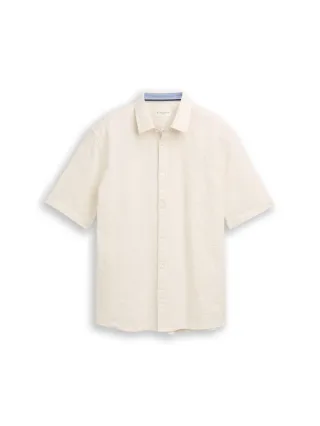 Tom Tailor - Comfort Fit Kurzarmhemd aus Baumwolle beige - Gr. - XL